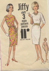 4947 SIMPLICITY 1960S ONE PIECE JIFFY DRESS SLEEVES OR NOT PATTERN 16 36" OR 14 34" or 12 32B choice